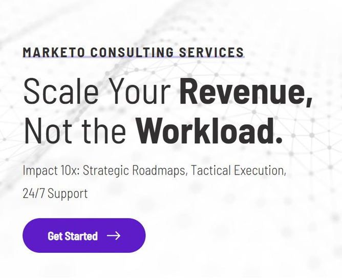 Landing page for Marketo consulting services